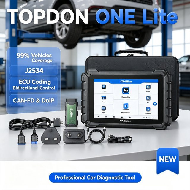 TOPDON ONE Lite OBD2-Scanner zur Alle-System-Diagnose und ECU-Codierung mit J2534, CAN FD und DoIP Unterstützung in Schwarz - Bild 1
