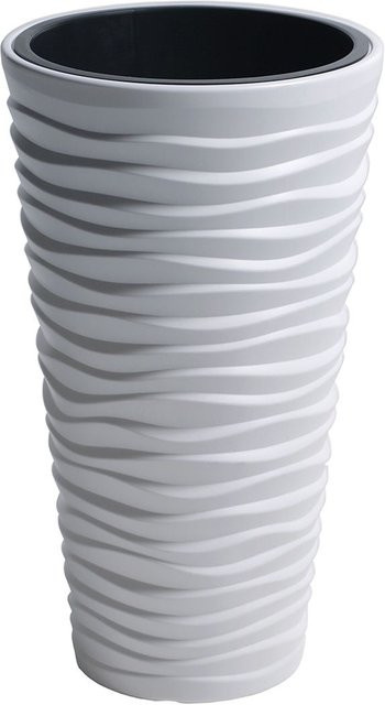 Prosperplast Blumentopf Sand Slim mit Einsatz, Weiß, B: 30 cm, T: 30 cm, H: 52 cm - Bild 1
