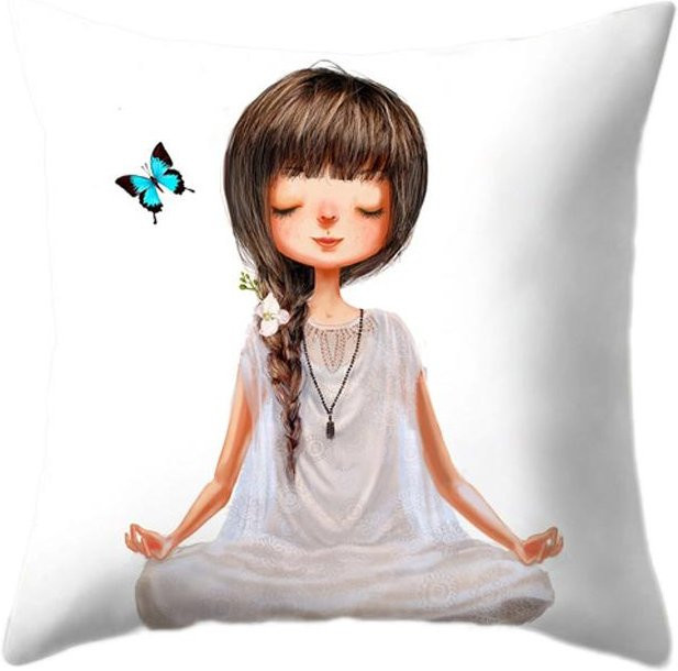 Dekorative Kissenhülle Yoga-Mädchen aus Polyester für Sofa und Bett, B/T/H: 45 x 45 x 0 cm - Bild 1