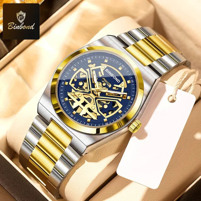 BINBOND Armbanduhr Edelstahl, Quarz, Silber, Herren - Bild 1