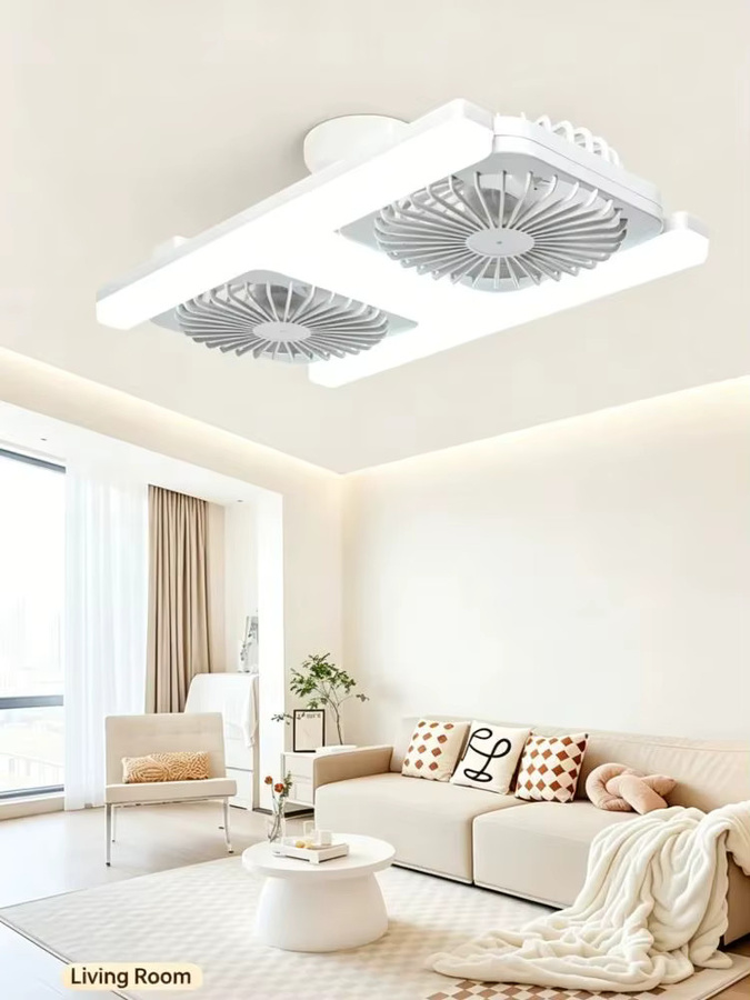 LED-Deckenventilator mit Fernbedienung in Weiß, 60W Ventilatorleuchte mit E27-Fassung und niedriger Bauhöhe für Wohnzimmer, Schlafzimmer oder Esszimmer - Bild 1