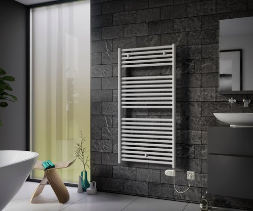 XIMAX Handtuchwärmer Lux elektrisch Typ 3 Weiss mit Thermostat Wandmontage aus Stahl - Bild 1