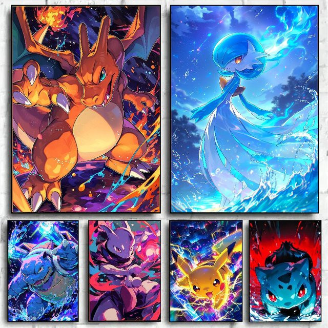 Bandai Pokemon Anime Wandposter aus Leinwand in Mehrfarbig - Bild 1
