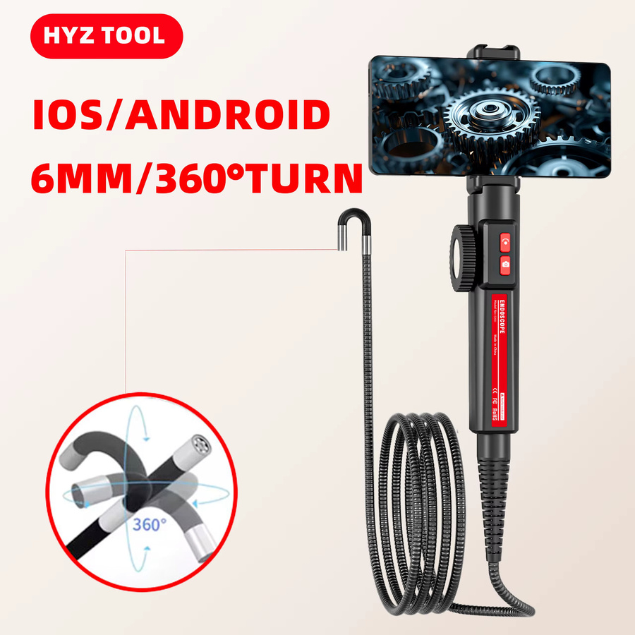LAFOCH Industrielles Zweiwege-Gelenkendoskop mit 360 Grad Rotation, 6,2mm Endoskop-Inspektionskamera mit Licht für iOS und Android, Schwarz - Bild 6
