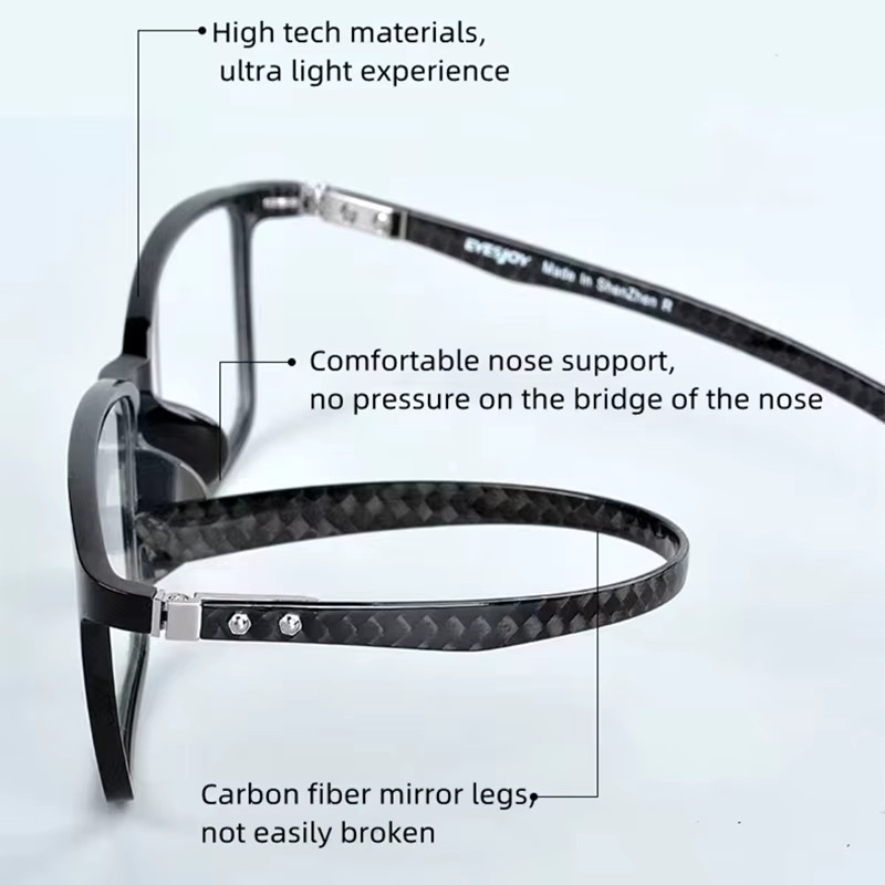 KOCOLIOR Lesebrille, Carbon Faser, Vollrand, Rechteckig, Schwarz, Herren - Bild 2