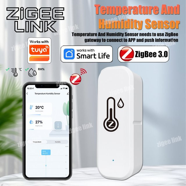 Shine-tale Intelligenter Temperatur- und Feuchtigkeitssensor Zigbee 3.0 in Weiß zur Fernüberwachung mit Tuya Alexa und Google Home Unterstützung - Bild 1