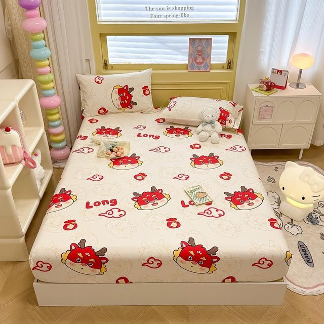 Bonenjoy Spannbettlaken aus 100% Baumwolle mit Cartoon-Tierprint, Weiß, B/T/H: 90 x 200 x 25 cm - Bild 1