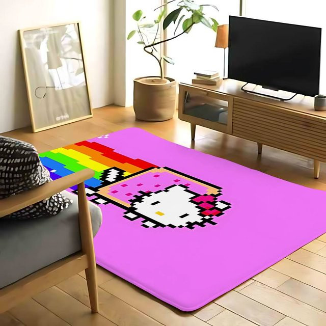 52TOYS H-Hellos K-Kittys Bodenmatte aus Flanell mit grafischem Druck für Badezimmer, Küche oder Eingang, B/T: 60 x 40 cm - Bild 1