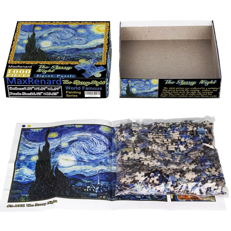 Maxrenard Puzzle Van Gogh Die Sternennacht 1000 Teile Mehrfarbig B: 68 cm, H: 49 cm - Bild 3