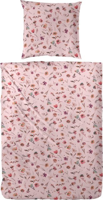 Feinbiber Bettwäsche Pieni Kukka Westminster in Pink mit floralem Design, B/H: 155 x 220 cm - Bild 1