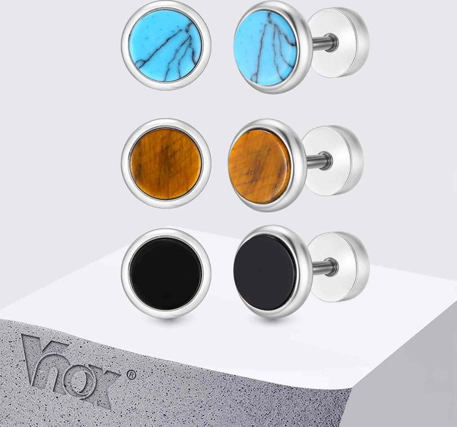VNOX Ohrstecker Edelstahl, Silber, Herren - Bild 1