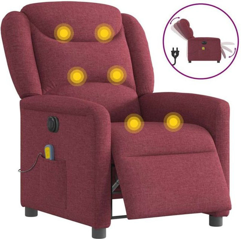Elektrischer Massagesessel Relaxsessel aus Stoff in Rot von vidaxl - Bild 1