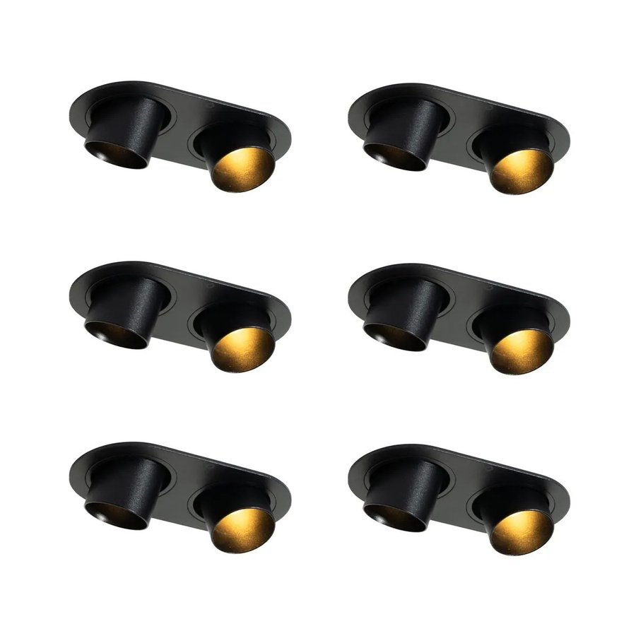 QAZQA Set mit 6 neigbaren Einbaustrahlern in Schwarz, GU10, abgerundete Form - Bild 2