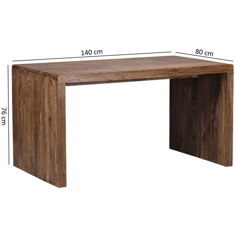 Wohnling Schreibtisch BOHA aus Sheesham Holz in Braun und Beige, B/H/T: 140 x 76 x 80 cm - Bild 5