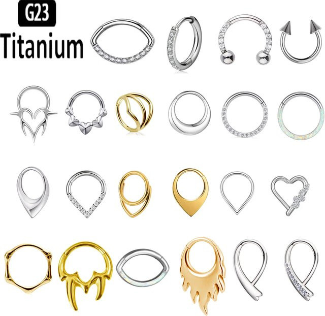 pioroe Septum Piercing Titan, Opal, Zirkonia, Silber - Bild 1