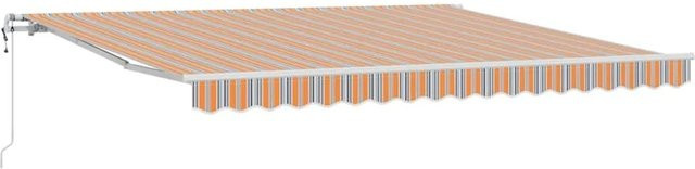 vidaXL Ausziehbare Markise mit Faltarmen in Mehrfarbig, B: 400 cm, T: 350 cm, manuell und fernbedienbar - Bild 1