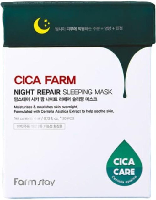 Farmstay Cica Farm Nacht-Reparatur Schlafmaske, 20 x 4 ml, mit Centella Asiatica-Extrakt - Bild 1