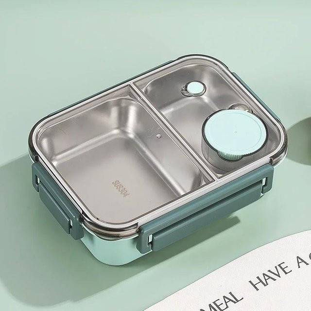 Yiran Furniture Lunchbox aus Edelstahl 304 mit Besteck, auslaufsichere Bento-Box für Erwachsene und Kinder, isoliert, in Rot, Blau oder Grün - Bild 1