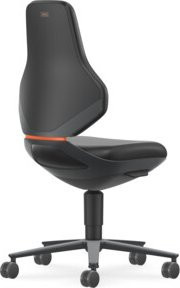 Bimos Industrie- und Laborstuhl Texon in Schwarz mit Kunstleder, Rollen und automatischer Gewichtsregulierung, Sitzhöhe 450-620 mm - Bild 1