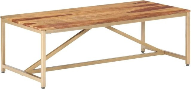 vidaXL Couchtisch aus Massivholz Eiche in Braun mit rustikalem Design, B/T/H: 120 x 60 x 40 cm - Bild 1