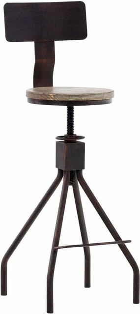 DELUKE Barhocker HENAR im Industrial Look aus Metall und Kiefernholz, Farbe Bronze/Braun, B/T/H: 45 x 45 x 93 cm - Bild 1
