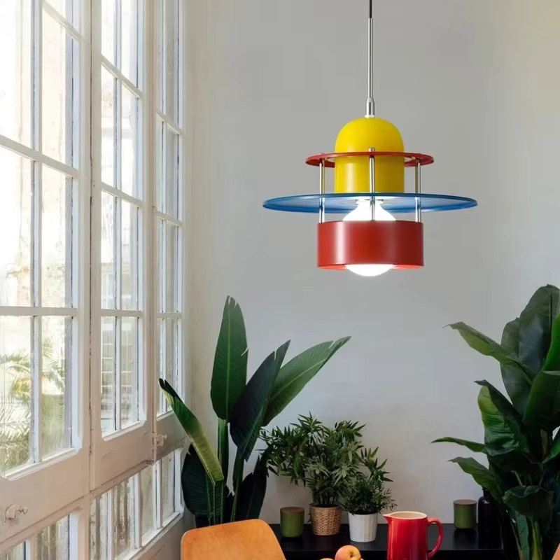 Memphis Simplicity LED-Pendelleuchte in Bunt, Moderne UFO-Scheiben Hängelampe für Wohnzimmer und Esszimmer, Silber/Multicolour - Bild 2
