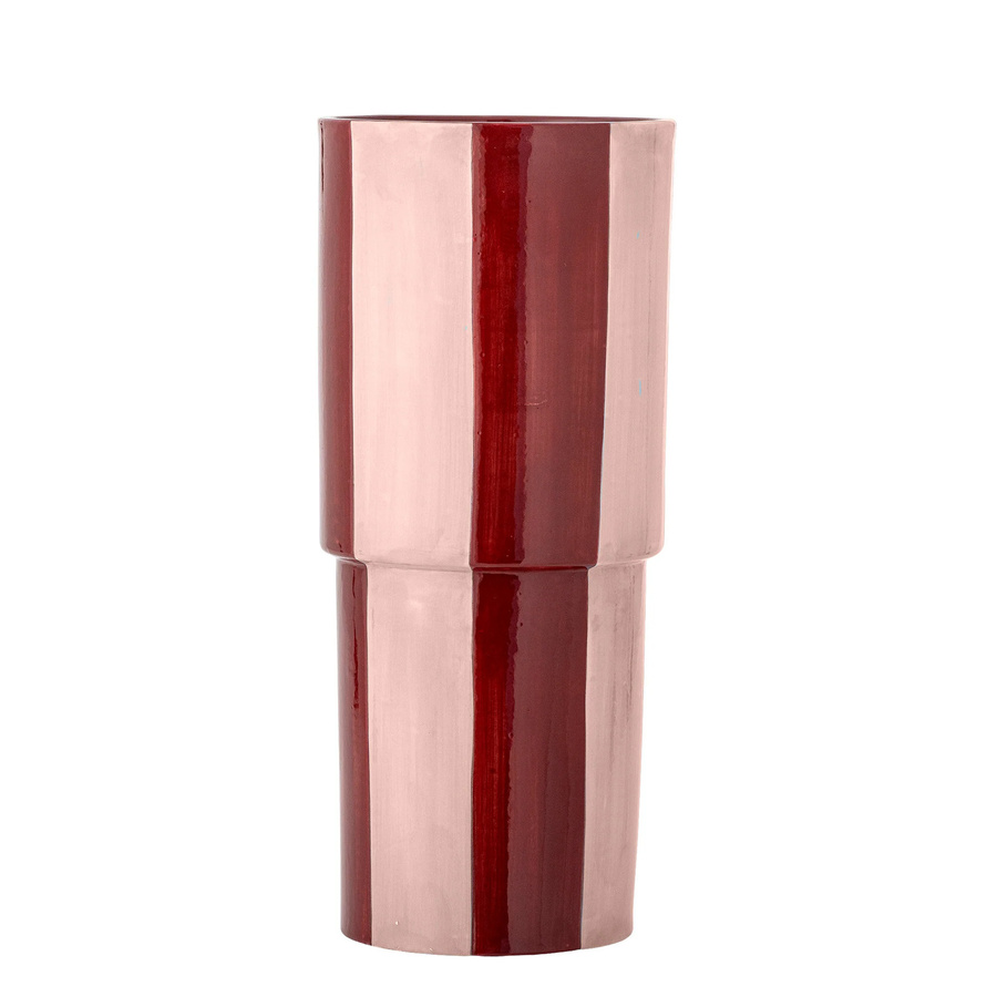 Bloomingville Vase Floki aus Steingut in Rot mit Streifenmuster, Höhe: 31 cm - Bild 1