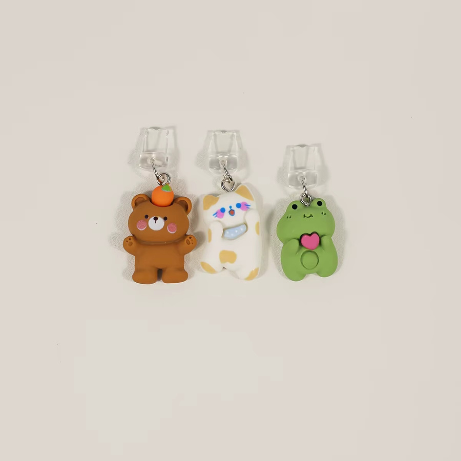 Niedliche Staubschutz-Handy-Stecker-Charms mit Katzen, Frosch und Bär für iPhone und Typ-C Ladeanschlüsse - Bild 2