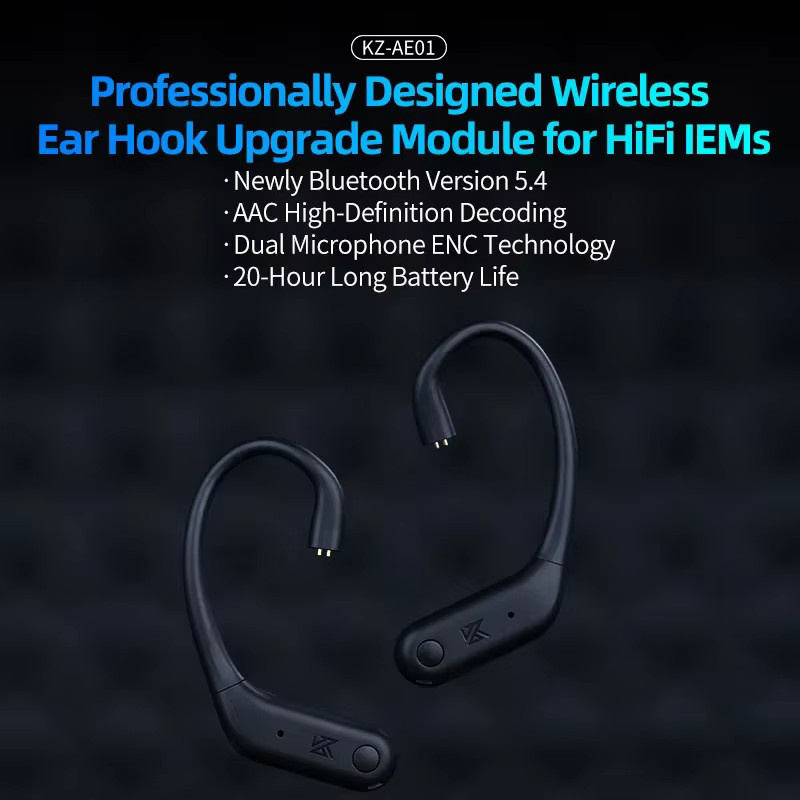 KZ AE01 Bluetooth 5.4 Upgrade Kabel für In-Ear Kopfhörer mit Ladecase in Schwarz für ZSX ZAR PR2 - Bild 3