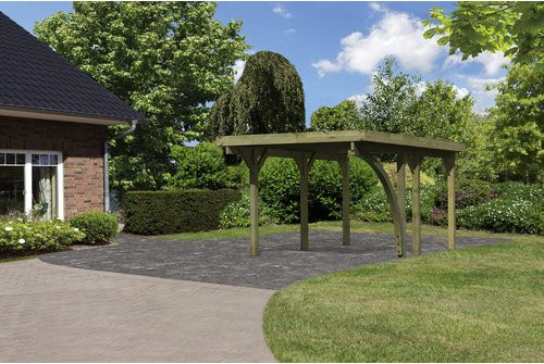 Karibu Einzelcarport Classic mit PVCDach in Natur und Grün, B/T: 273 x 394,5 cm - Bild 1