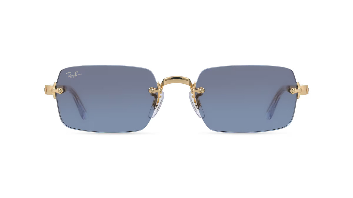 Ray-Ban RB3928 Sonnenbrille, randlos, oval, Metall, Unisex, gold, blue - Bild 1