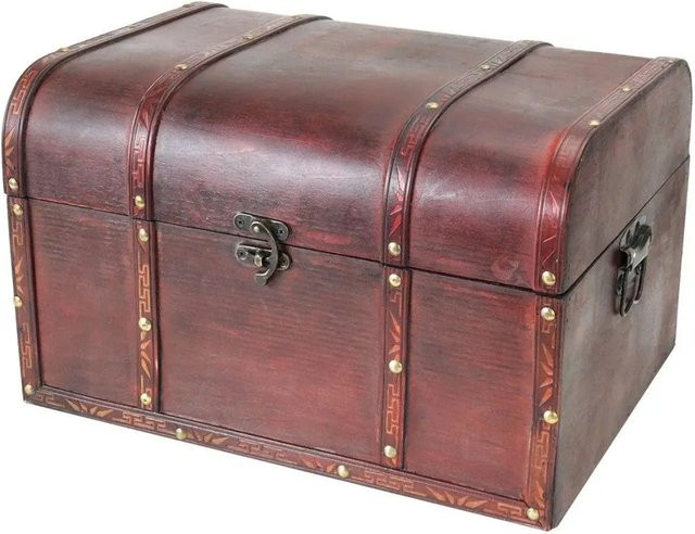 HMF Schatztruhe Schatzkiste aus Holz in Braun im Vintage-Stil, B/T/H: 40 x 30 x 25 cm - Bild 1