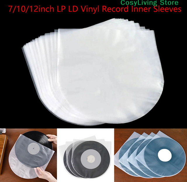 50 Stück antistatische Vinyl Schallplattentaschen aus transparentem Kunststoff für 7, 10 und 12 Zoll Schallplatten - Bild 1