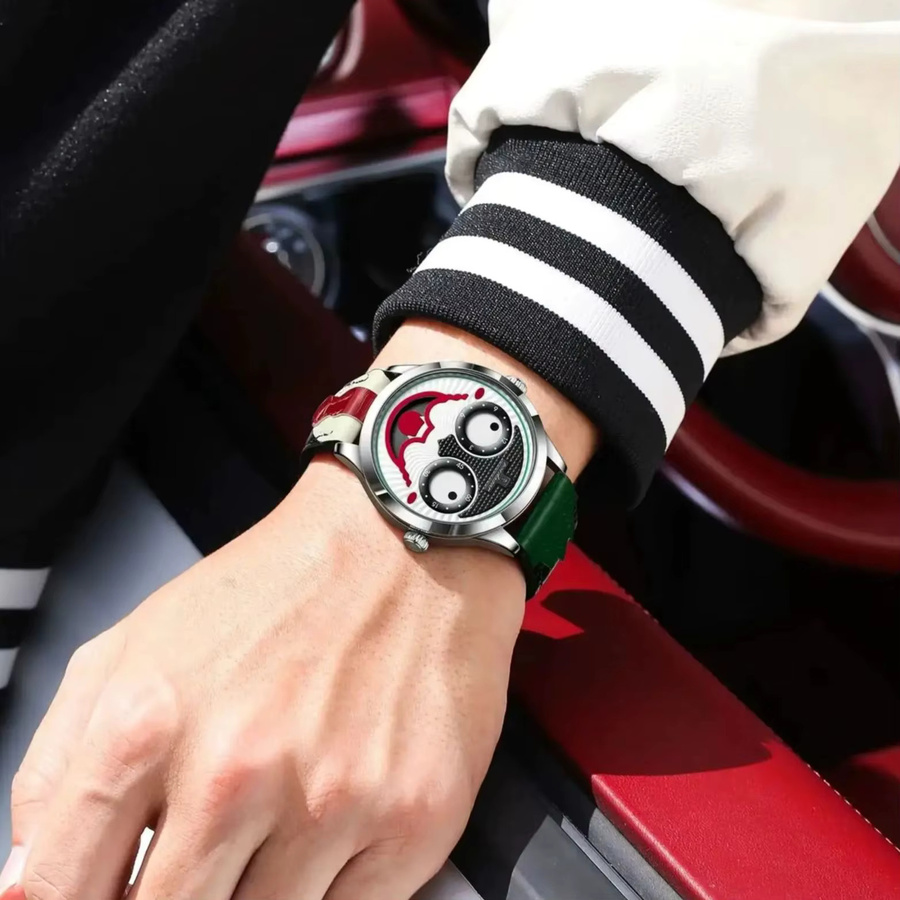 POEDAGAR Armbanduhr, Quarz, Leder, Silber, Edelstahl, Herren - Bild 6