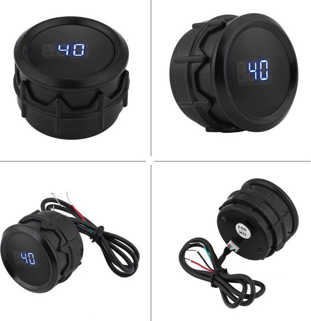Shoemst Digitales Auto Wassertemperatur Messgerät mit blauem LED Display und Temperatursensor, Schwarz - Bild 1