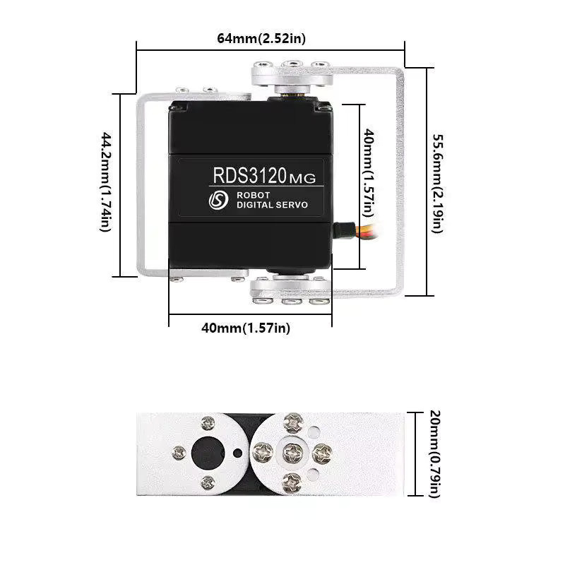 wishiot RDS3120 Digital Servo, Metall, Schwarz - Bild 2