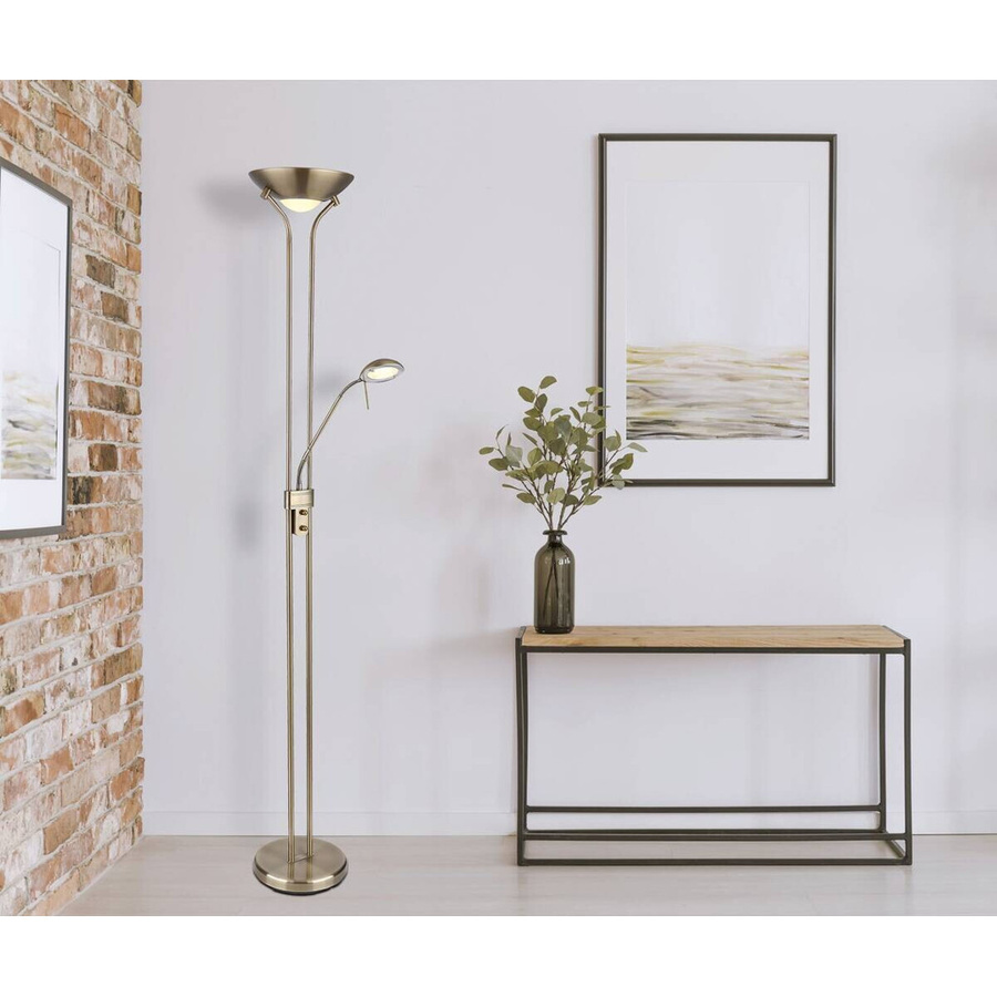 GLOBO LED Deckenfluter Stehlampe aus Metall in Altmessing und Gold, dimmbar, Höhe: 180 cm, Breite: 25,5 cm, Tiefe: 25,5 cm - Bild 2