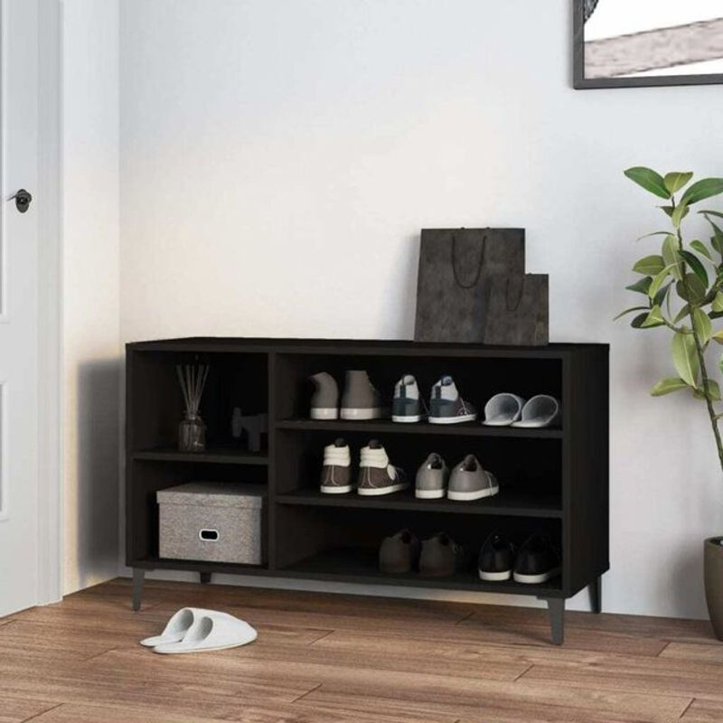Schuhregal Vidaxl Modern in Schwarz aus Holzwerkstoff und Metall, B/T/H: 102 x 36 x 60 cm - Bild 1