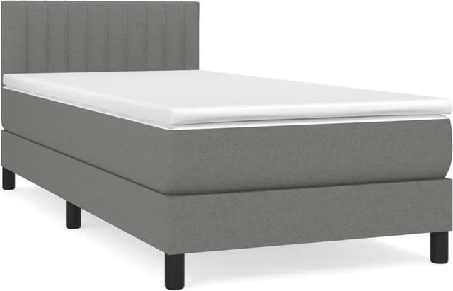 vidaXL Boxspringbett Hybrid mit Matratze Dunkelgrau B/T/H: 90 x 190 cm - Bild 1