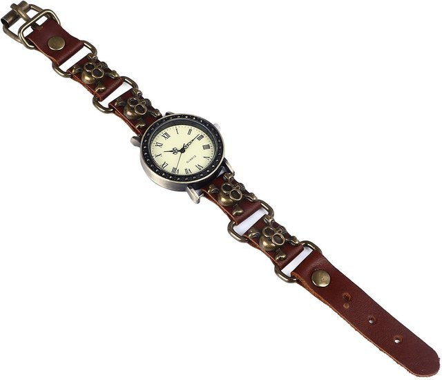 Armbanduhr Totenkopf, Quarz, Leder, Schwarz, Unisex - Bild 1