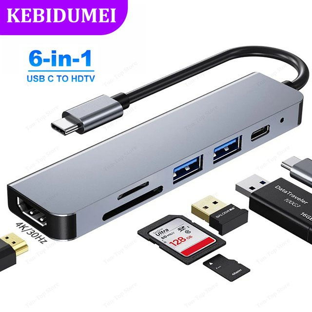6-in-1 USB-C-Hub von kebidumei mit 4K HDMI, SD/TF-Kartenslot und PD-Schnellladefunktion für MacBook und andere USB-C-Geräte - Bild 1