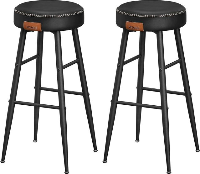 Vasagle Barhocker 2er-Set in Schwarz aus Kunstleder und Metall - Bild 1