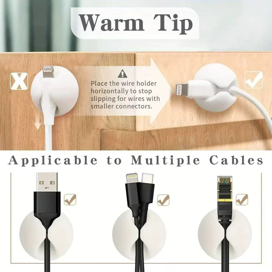 VIKEFON Kabel Organizer Clip für Desktop in Weiß zur Sortierung von Smartphone, Tablet, Laptop und Headset Ladekabeln - Bild 5
