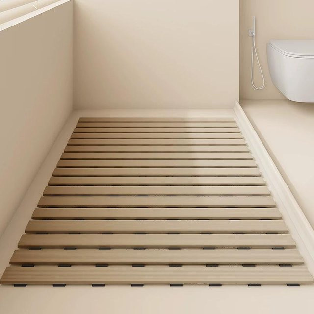 Rutschfeste und wasserdichte Badezimmer-Bodenmatte von TAOMall in Beige, B: 61 cm, T: 43 cm - Bild 1