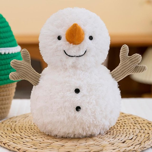 Winter Schneemann Plüschtier, braun, weiß, 25cm - Bild 1
