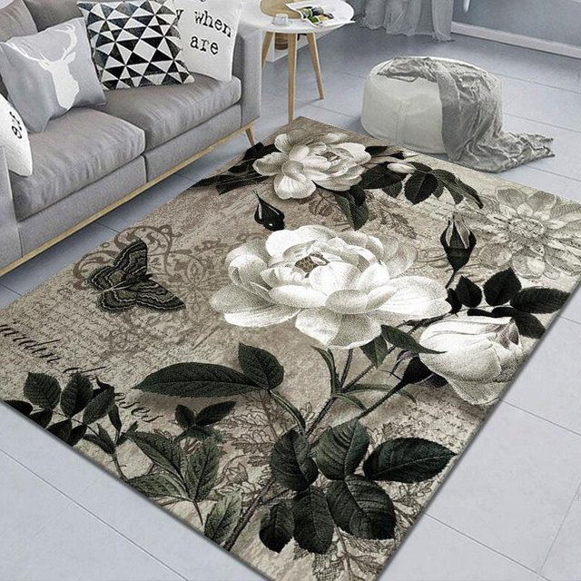 Waschbarer floraler Teppich in Multicolour für Wohnzimmer und Schlafzimmer, B/L: 60 x 160 cm - Bild 1
