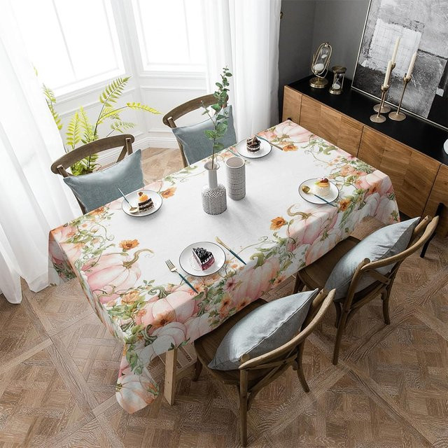 Wasserdichte Tischdecke JMG Household Supplies aus Polyester mit rosa Kürbis-Herbstmotiv, B/L: 90 x 140 cm - Bild 1