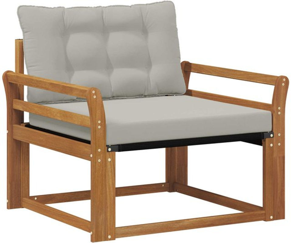 Modernes Outdoor-Sofagarnitur Loungemöbel aus massivem Akazienholz und Textilene in Natur und Grau von vidaXL - Bild 1