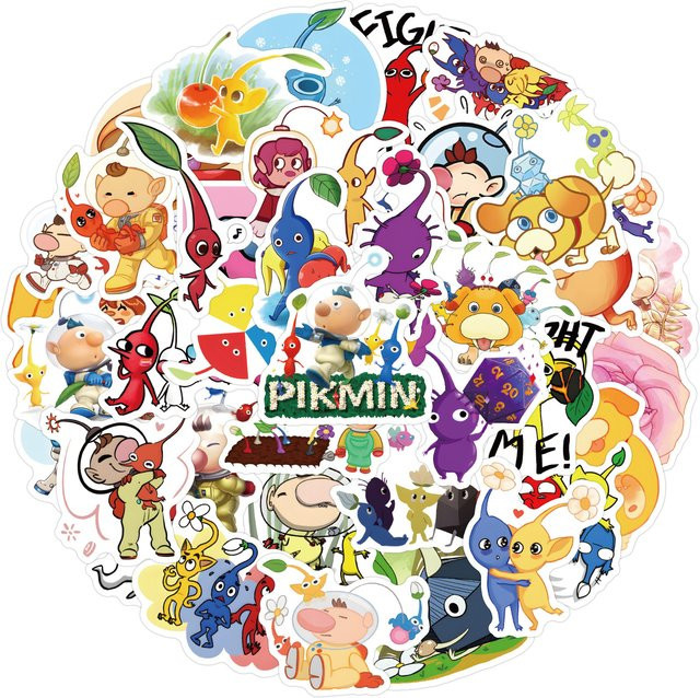 Bandai Pikmin Graffiti DIY Dekorative Gitarren- und Wasserbecher-Aufkleber, 50 Stück, wasserfest - Bild 1