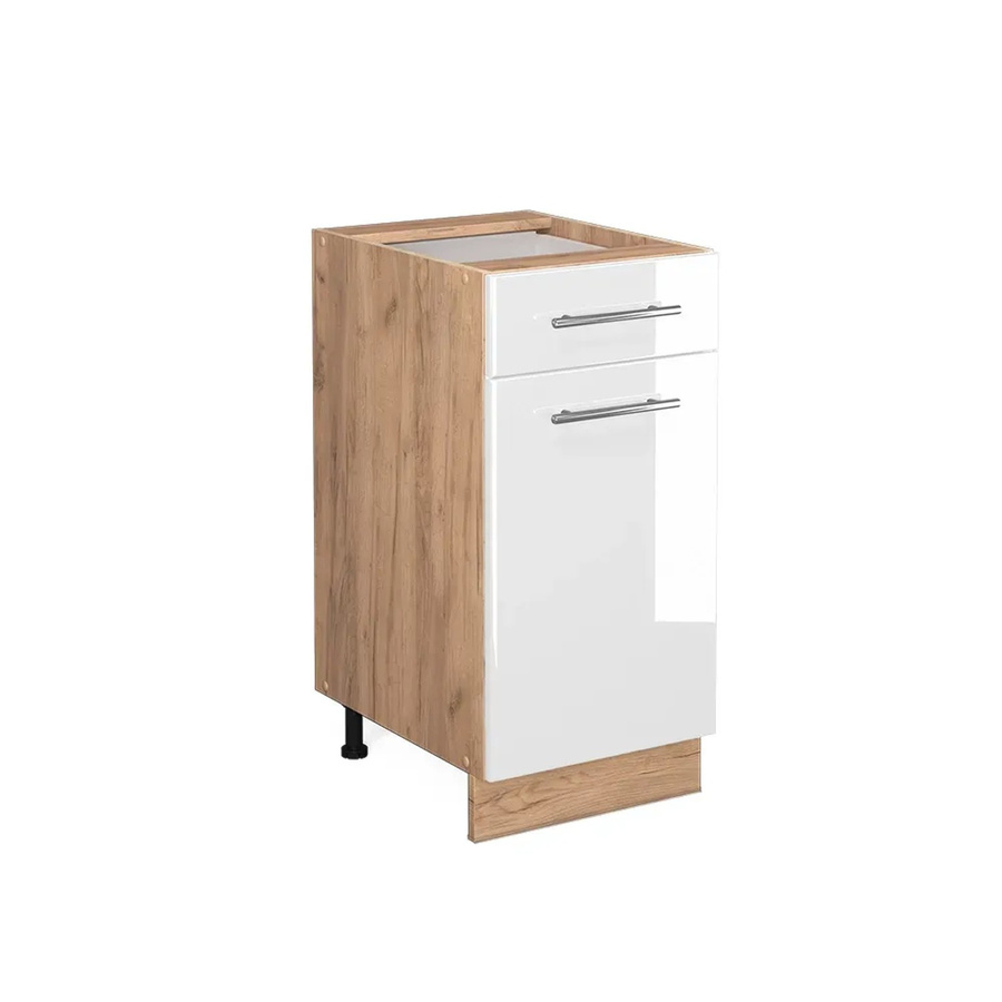 Vicco Küchenunterschrank Fame-Line Weiß Hochglanz und Eiche mit Schublade und Drehtür, Breite: 40 cm - Bild 3